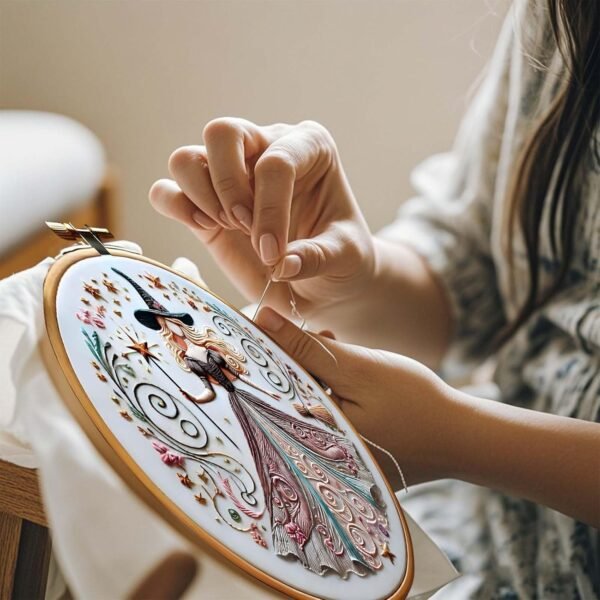 Witch Embroidery Kit – Complete Embroidery Material Set, for DIY Hand Embroidery Cross Stitch, Ideal for Beginners Women Girls (Front Witch) - Image 2